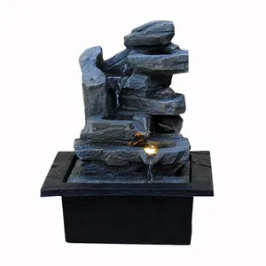 Small size stone serenity falls playing water fountain polyresin