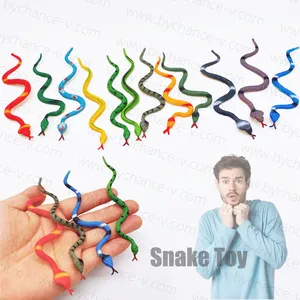 funny party toy 12 designs pack Rain Forest Snakes plastic wild animal toy spooky scary toy for practical jokes 4.3inch