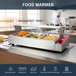 Restaurant Keukenapparatuur Roestvrijstalen Elektrische Bain Marie Glazen Aanrechtblad 3-Pan Buffet Voedselwarmer Display Voor Catering - Product Image 5