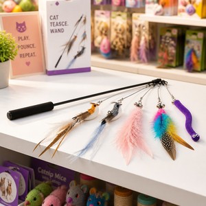 Accessoires de recharge pour jouet à chat à ventouse en forme de plume de dessin animé écologique avec cordelette pour le jeu des animaux de compagnie - Product Image 3