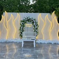 Rocan luxe salle de mariage scène brillant toile de fond support en forme de S flamme éclairer maille métal arc
