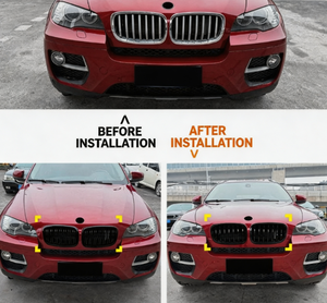 Parrilla Delantera Negra AURON Estilo Riñón Doble Listón ABS para X5 X6 E70 E71 2007-2013, Parrilla de Modificación para Automóvil - Product Image 5