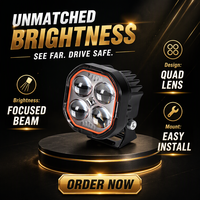 Phare de moto à LED avec feux de travail clignotants blancs, jaunes et rouges et feux antibrouillard - Accessoire extérieur auxiliaire