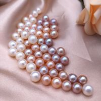 Perles d'eau douce en vrac de qualité supérieure, de couleur blanche, de forme ronde, de 6 à 7 mm, sans trou
