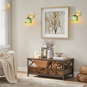 现代简约花卉玻璃壁灯现代金色床头灯卧室书房发光二极管镜灯北欧壁灯 - Product Image 2