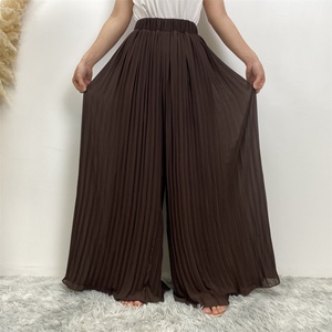 2296# Spring Summer Breathable Chiffon Casual Pleated Pant Elastic Waist With Lining Refreshing Popular Women Pant - Product Image 2