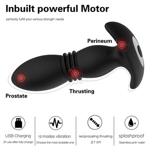 Masseur de prostate sans fil à télécommande en <span class=keywords><strong>silicone</strong></span>, plug anal rétractable, masturbateur unisexe, jouet sexuel pour homme, vente en gros - Product Image 2