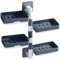 Porte-savon en plastique sans perçage avec ventouse, support mural rotatif et amovible pour salle de bain et toilettes domestiques