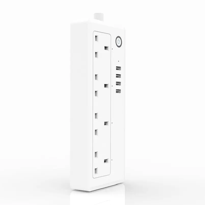 Wifi Tuya Smart power strip 16A 4 UK Outlets and 4 USB Ports Multi Electrical Extension Socket Remote Control Alexa Google Home