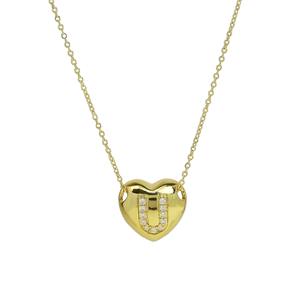 Alta calidad latón amor corazón <span class=keywords><strong>carta</strong></span> encantos circón naturaleza piedra moda joyería colgante collar para mujer aniversario - Product Image 6