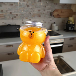 Nhà máy bán <span class=keywords><strong>Pet</strong></span> phim hoạt hình chai nước trái cây gấu hình dạng nhựa chai nước giải khát chai với nắp - Product Image 3