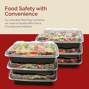 Contenitore per Pasti da 28oz - Contenitori Riutilizzabili in Plastica per Alimenti con Coperchi, Adatti per Microonde, Congelatore e Lavastoviglie - Product Image 4