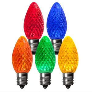 Most Popular Faceted Christmas Lighting C7 0.8Watt LED Light Bulb E12 Base Night Light Bulb Plastic