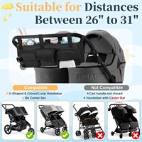 Sac isotherme pour poussette double, accessoires compatibles Bob Duallie Baby Jogger City Mini GT2 - Matériel nylon noir
