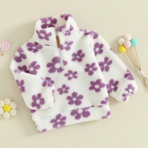 Automne hiver fabuleux sherpa bébé enfants garçon <span class=keywords><strong>manteau</strong></span> enfant en bas âge enfants rétro fleurs sherpa veste - Product Image 4