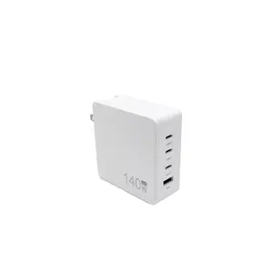 Cargador GaN de alta calidad de 140W, adaptador de corriente USB C, 4 puertos PD 3,0 tipo C, carga rápida para Iphone, portátil y Escritorio