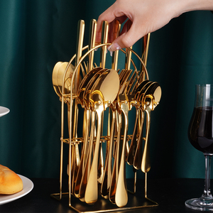 Ensemble de couverts en acier inoxydable poli miroir moderne de 24 pièces avec support doré, boîte cadeau, luxe, mariage, logo personnalisé, marque Guangdong <span class=keywords><strong>QZQ</strong></span> - Product Image 4