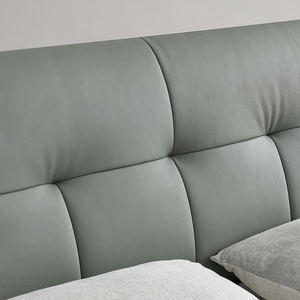 Lit de rangement multi-styles réglable, minimaliste et luxueux, avec revêtement en cuir véritable, structure en acier durable et housse amovible - Product Image 5