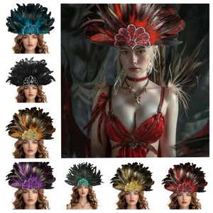 ที่คาดผมแฟชั่นขนนกสีสันสดใสสำหรับตกแต่งปาร์ตี้แบบเวนิสฮาวาย - Product Image 2