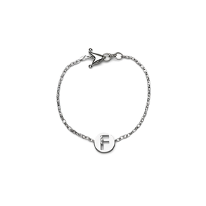 Bracciale in Acciaio Inossidabile con Ciondolo Lettera F su un Lato, 1 cm, Gioiello alla Moda - Product Image 2