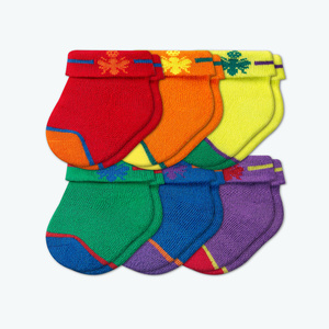 Lot de chaussettes bébé multicolores en gros, personnalisées, en jacquard, avec revers plié, en bouclette, en coton, pour tout-petits, coffrets cadeaux pour nouveau-nés - Product Image 1