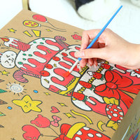 Boîte cadeau et artisanat pour le festival Qixi, carton ondulé vide extra large, emballage de rangement pour collations, design de dessin animé peint à la main