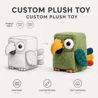 Porte-clés en peluche personnalisé par le fabricant, jouet en peluche hibou carré amusant OEM, mascotte personnalisée, poupée en peluche, oreiller en peluche oiseau, faible MOQ