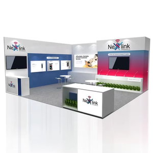 Stand d'exposition personnalisé haut de gamme 20x20 pieds pour Tech <span class=keywords><strong>Expo</strong></span>, stand modulaire avec espace de rangement, design haut de gamme, stand de salon professionnel - Product Image 2