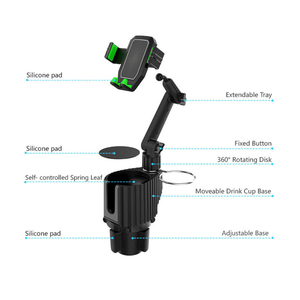 Support de téléphone multifonctionnel pour voiture avec porte-gobelet double et support de bouteille réglable - Product Image 5