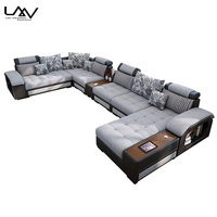 Ensemble de canapés en tissu en forme de U multifonctionnel de luxe avec haut-parleur USB, design moderne, salon, canapé 7 places, meubles