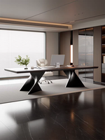 Bureau d'ordinateur moderne de luxe en bois massif, table de négociation haut de gamme pour immeuble de bureaux