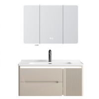 Ensemble de meubles de salle de bain avec miroir LED à bords arrondis de 36 pouces, meuble-lavabo flottant étanche en céramique avec vasque intégrée pour salle de bain