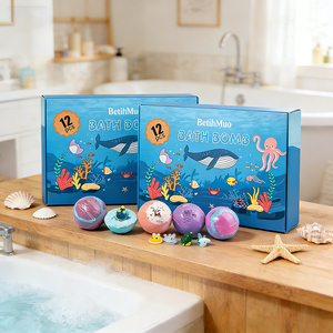 Lot de 12 bombes de bain bio de luxe pour enfants, surprise jouet, parfum océan et noix de coco, emballage personnalisé OEM/ODM, cadeau de soin corporel - Product Image 5