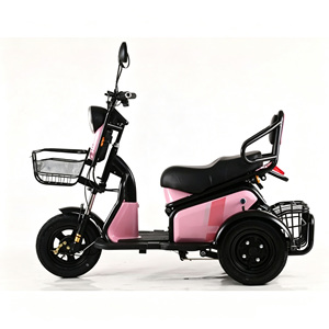 Tricycle électrique 1000W pour adultes, type carrosserie ouverte, couleur rouge, avec paniers avant et arrière - Product Image 4