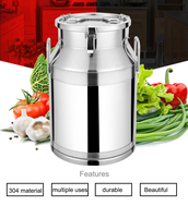 Seau à lait classique durable avec couvercles hermétiques, réservoir de stockage de liquides en acier inoxydable 304 pour le transport du lait