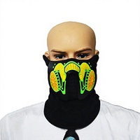 Masque de fête LED en PVC semi-transparent avec motif de cœur rond de dessin animé, activé par le son, pour DJ et événements festifs