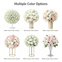 Boule de fleurs artificielles crème abricot, mélange de roses en soie et de pivoines, centre de table floral pour mariage, décoration de fête et de banquet