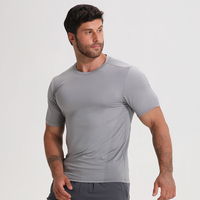 T-shirt de sport athlétique pour homme à séchage rapide, ajusté, à manches courtes, anti-humidité, en nylon, pour la course et la gym, col ras du cou