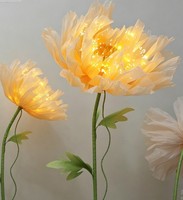 Fleurs de pivoine géantes en organza de soie faites à la main, électriques, à ouverture et fermeture automatiques, avec support, pour décoration de scène de mariage, avec éclairage