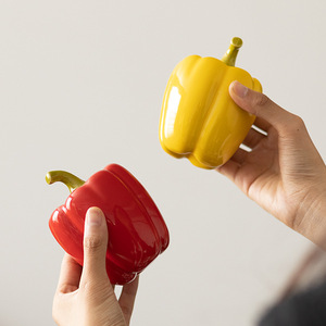 Tarro de Cerámica Pu Yu con Forma de Pimienta, Rojo, Amarillo, Verde, Tamaño Pequeño, Hermético, para Almacenamiento y Decoración del Hogar - Product Image 3