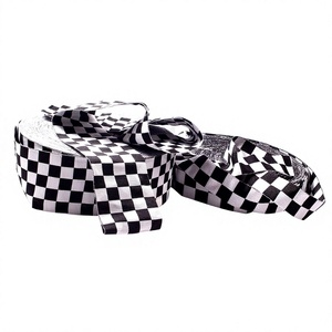 Cinta de grogrén negra, estampada a cuadros, Blanca - Product Image 1