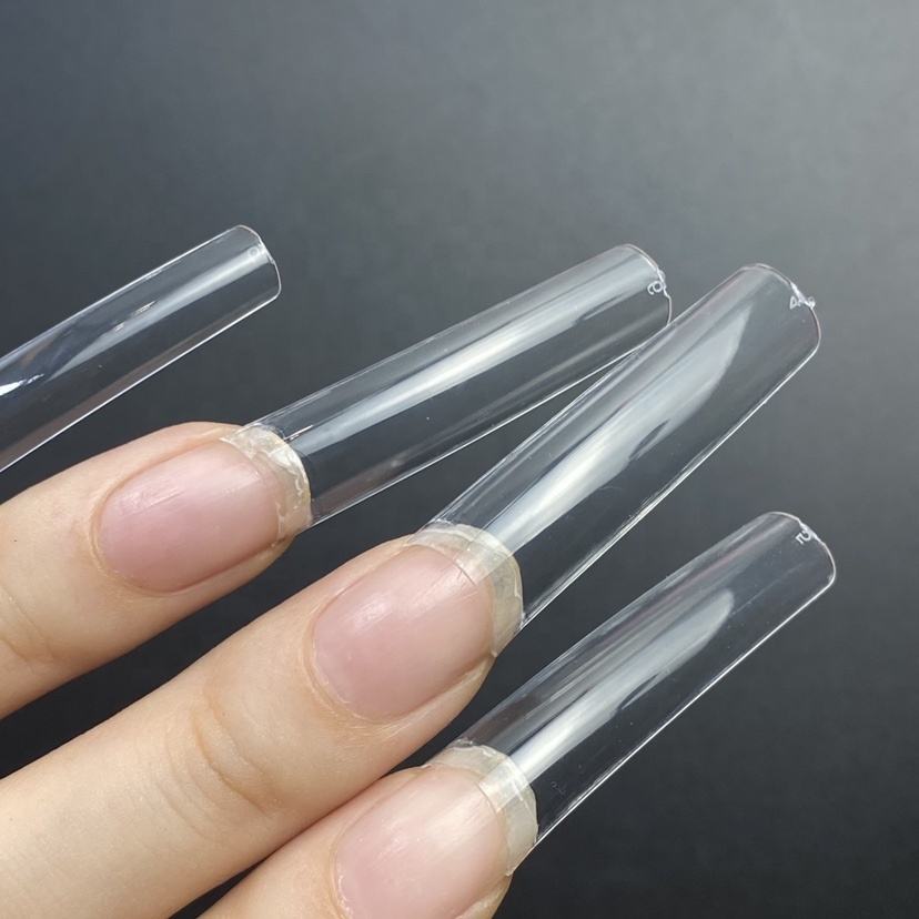 Newest 550pcs XXL Straight Coffin Nail Tips Curved Square Artificial Nails Long French Coffin Nail Tips