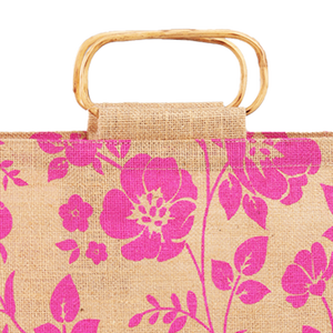 Bolsas de Compras de Yute con Estampado Moderno y Bonito Asa de Mimbre, Bolsa Grande para Compras Hecha en India, Bengala Occidental - Product Image 4