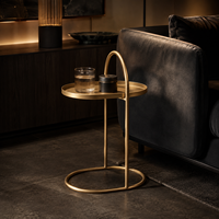 Table d'appoint ronde moderne avec cadre en métal doré et plateau en bois, marbre, bambou ou résine, table basse pour salon, OEM ODM