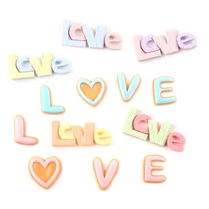 ใหม่ L O V E ตัวอักษรรักข้อความโลโก้ flatback เรซิ่น cabochons สําหรับ DIY