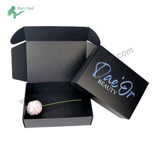 للطي شعار مخصص طباعة المموج أسود اللون مربع انخفاض الحد الأدنى لكمية حزمة الشعر - Product Image 3