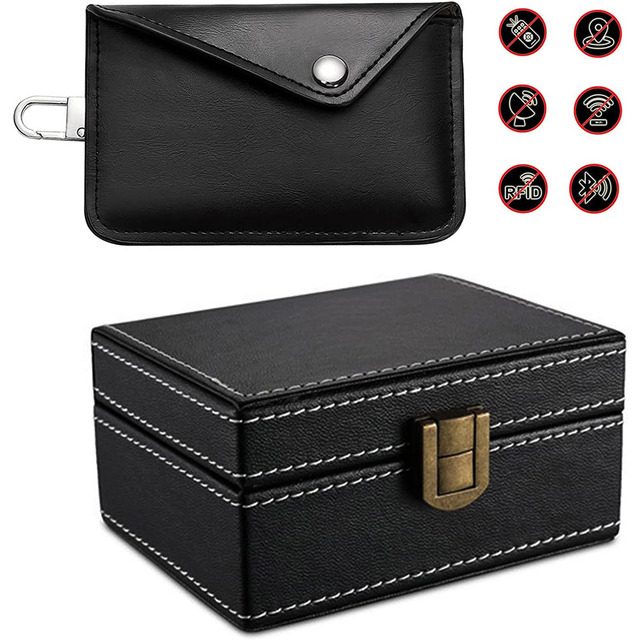 Pu Leather Faraday Box for Car Keys Anti Theft Box RFID Signal Blocking Box Safe Car Key Pouch