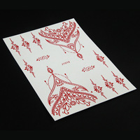 Conception de tatouage en dentelle temporaire vermillon indien transfert d'eau autocollants de tatouage au henné matériel de papier d'art corporel pour la main arrière