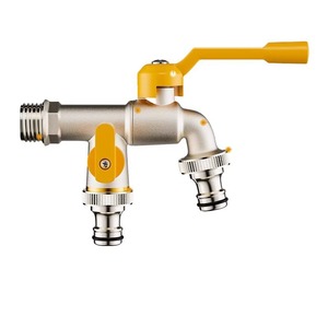 Bibcocks de jardin extérieur au design moderne <span class=keywords><strong>Robinet</strong></span> antigel à <span class=keywords><strong>double</strong></span> <span class=keywords><strong>sortie</strong></span> avec poignée d'eau verrouillable en aluminium pour machines à laver - Product Image 1