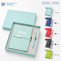 Set de Regalo de Cuaderno con Logotipo Personalizado y Bolígrafo Metálico, Diario Elegante Verde Menta con Caja Premium para Regalos Corporativos y Entrenamiento de Empleados